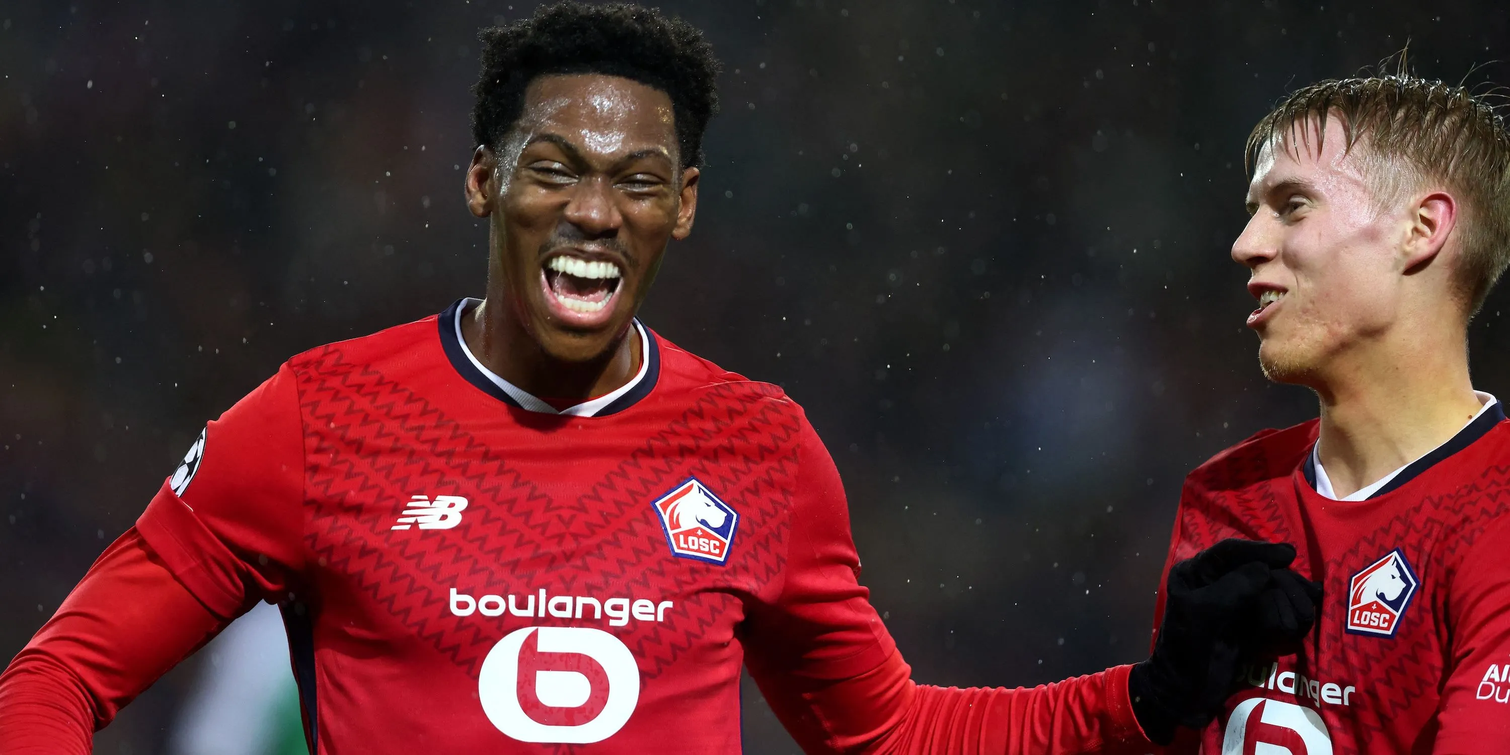 Jonathan David ăn mừng bàn thắng trong màu áo LOSC Lille - mục tiêu hàng đầu của Arsenal.