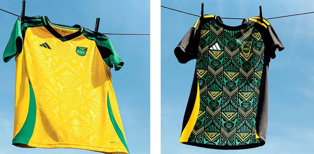 Áo đấu sân nhà và sân khách Jamaica 2024/25 của Adidas, với các chi tiết độc đáo và phong cách táo bạo.