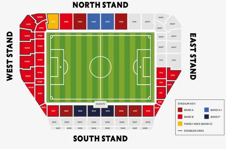 Bản đồ sơ đồ chỗ ngồi chi tiết của sân Gtech Community Stadium