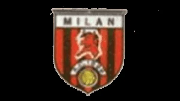 Biểu tượng AC Milan năm 1964 với hình khiên, quỷ đỏ trực tiếp trên sọc
