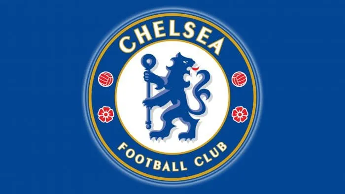 Biểu tượng Chelsea FC với chi tiết về phông chữ sans-serif tương tự Peignot Bold và bảng màu xanh hoàng gia, đỏ, vàng, trắng đặc trưng