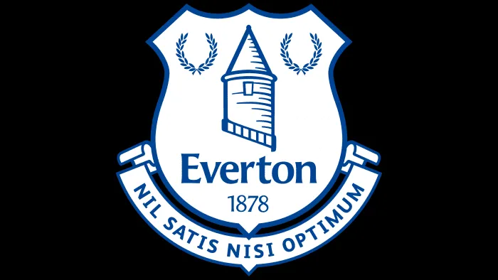 Biểu tượng chữ 'Everton' và khẩu hiệu 'Nil Satis Nisi Optimum' với các phông chữ khác nhau