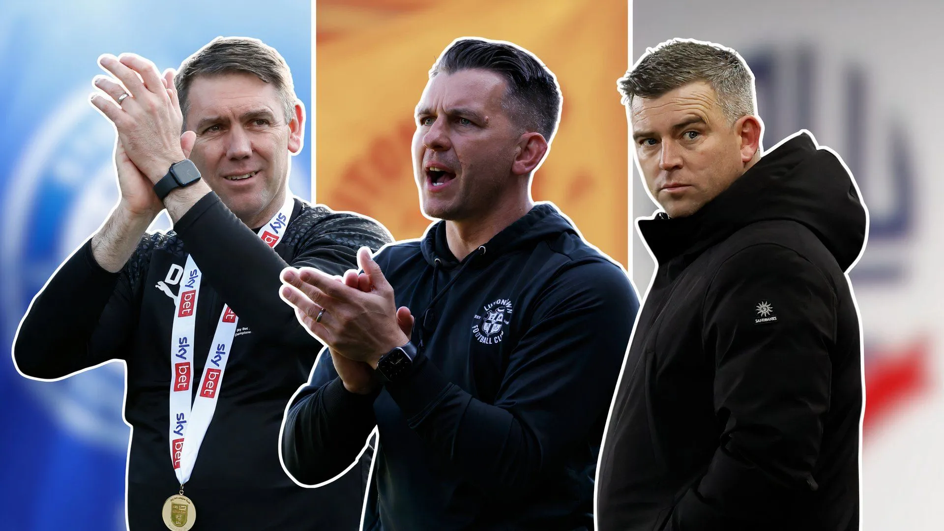 Các huấn luyện viên Dave Challinor (Stockport), Matt Bloomfield (Luton) và Steven Schumacher (Bolton) được nhắc đến trong bài phân tích về cơ hội thăng hạng League One.
