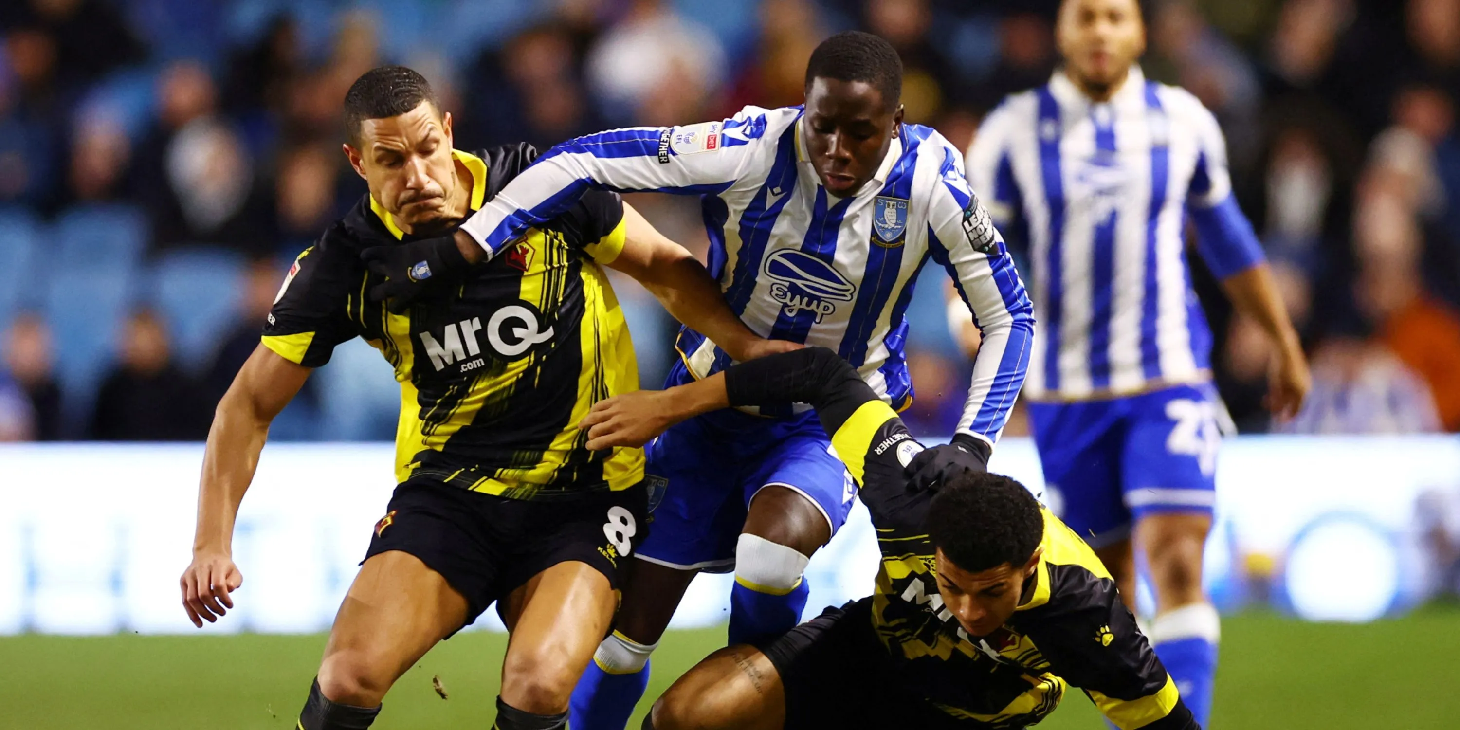 Djeidi Gassama với áo đấu Sheffield Wednesday trong một trận đấu ở Championship, trước khi chuyển đến Rangers