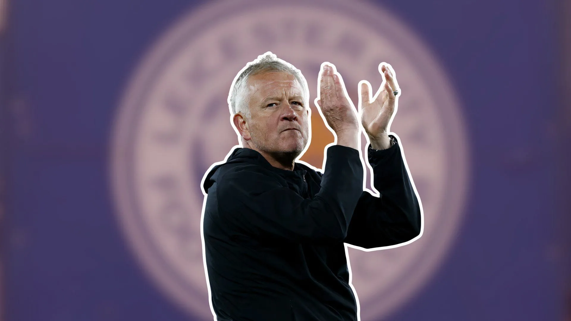 Hình ảnh ghép logo Leicester City và HLV Chris Wilder