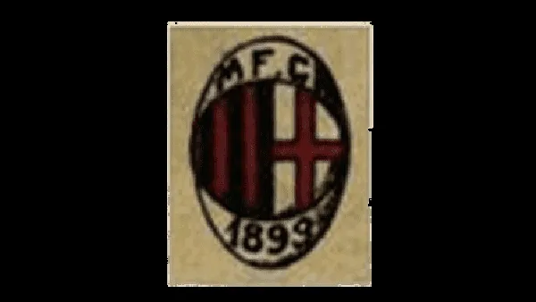 Logo AC Milan năm 1920 với hình tròn sọc, chữ thập trong khung bầu dục