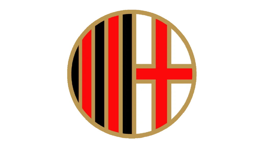 Logo AC Milan năm 1937 với thiết kế tối giản, hình tròn viền đỏ đậm