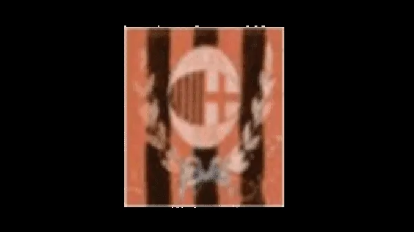 Logo AC Milan năm 1946 với vòng nguyệt quế bao quanh hình bầu dục
