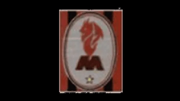 Logo AC Milan năm 1980 với hình ảnh quỷ trên chữ M và nền sọc