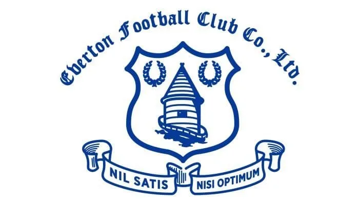 Logo Everton năm 1938, thiết kế của Theo Kelly với Tháp Prince Rupert và khẩu hiệu 'Nil Satis Nisi Optimum'