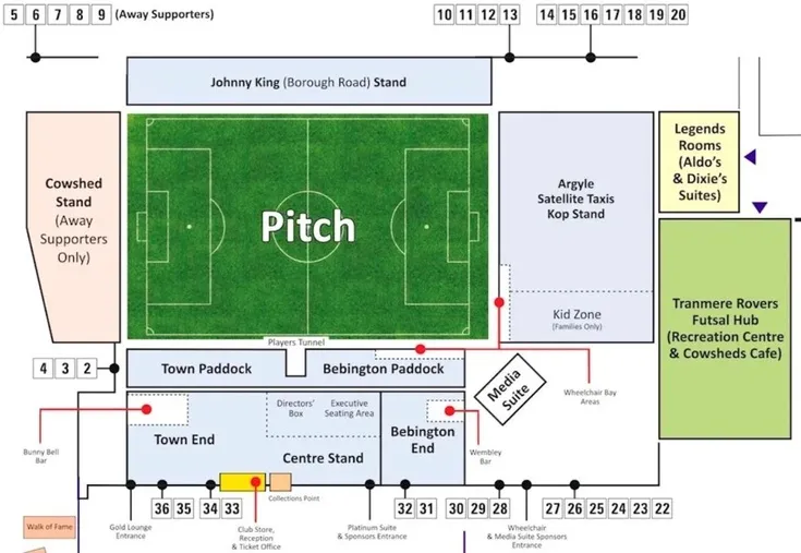 Sơ đồ bố trí chỗ ngồi sân Prenton Park