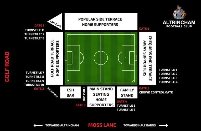 Sơ đồ bố trí chỗ ngồi sân vận động Altrincham FC