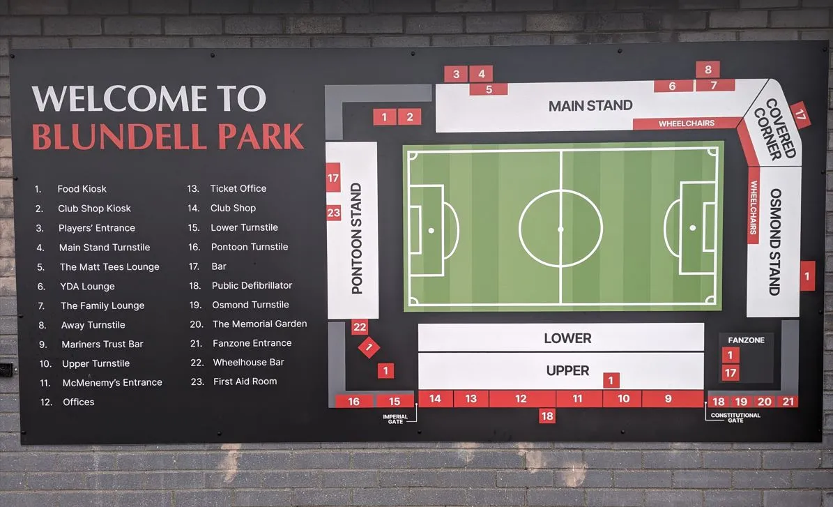 Sơ đồ bố trí chỗ ngồi tại sân vận động Blundell Park