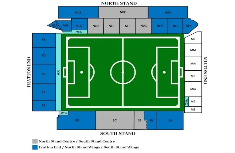 Sơ đồ bố trí chỗ ngồi và các khán đài tại sân Fratton Park