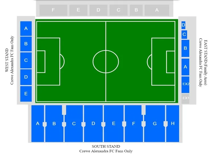 Sơ đồ bố trí khán đài Alexandra Stadium Gresty Road