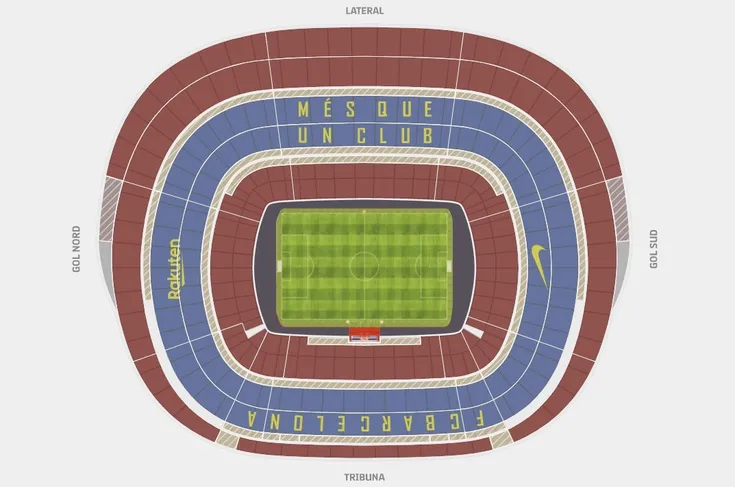 Sơ đồ chỗ ngồi chi tiết tại sân vận động Camp Nou