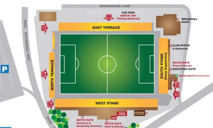 Sơ đồ chỗ ngồi sân vận động Lamex (Broadhall Way)