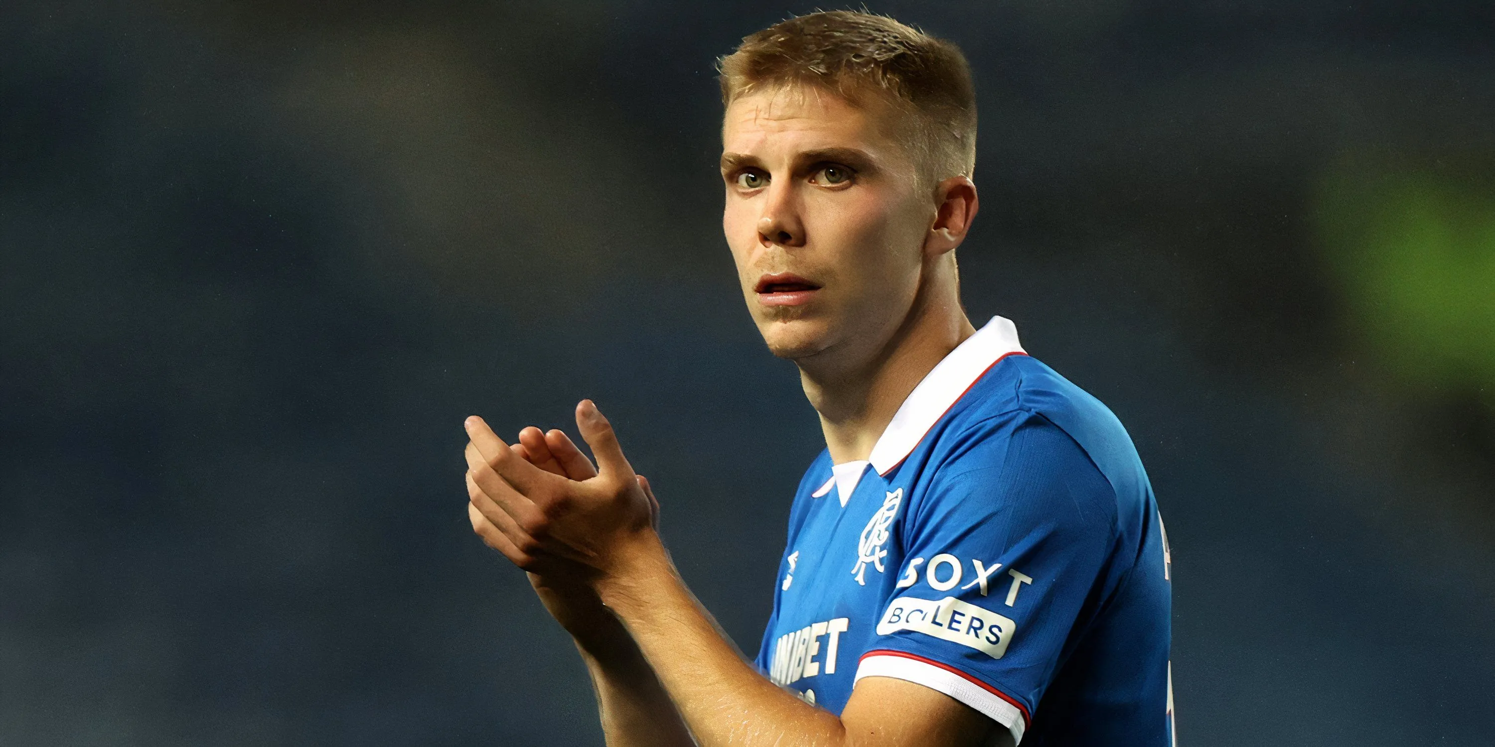 Oliver Antman của Rangers trong trận đấu với Viktoria Plzen, cần nâng cao hiệu suất ghi bàn